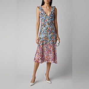 Saloni floral Molly‎ dress silk midi dress 0